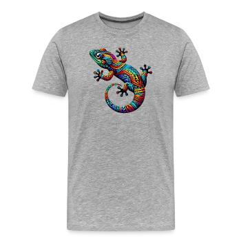 Gecko - T-shirt bio Premium Homme - gris chiné - Devant - Damien (186cm)