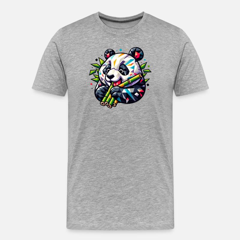 Panda - Männer Premium Bio T-Shirt - Grau meliert