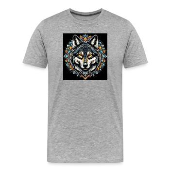 Wolf - Men's Premium Organic T-Shirt - heather grey - Front - Damien (186cm)
