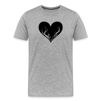 Coeur avec des flammes - T-shirt bio Premium Homme - gris chiné - Devant - Damien (186cm)