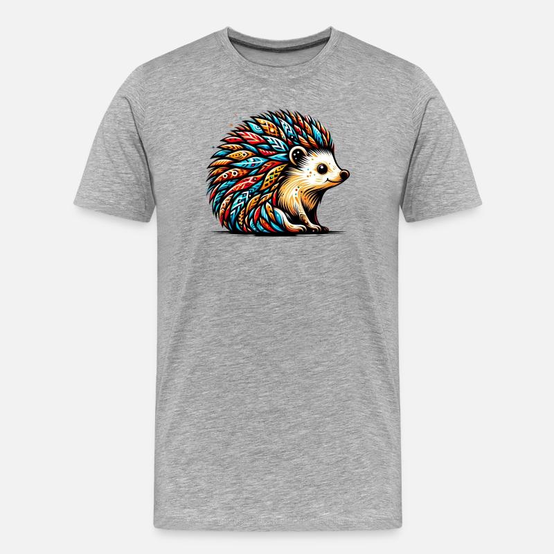 Igel - Männer Premium Bio T-Shirt - Grau meliert