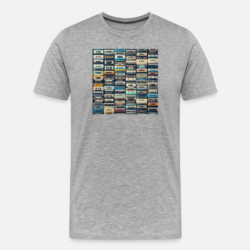 Kassette - Männer Premium Bio T-Shirt - Grau meliert