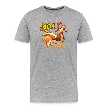 12e anniversaire 2014 Poulet - T-shirt bio Premium Homme - gris chiné - Devant - Damien (186cm)