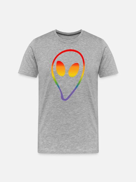 rainbow alien LGBTQI lgbt tshirt - Men's Premium Organic T-Shirt - heather grey