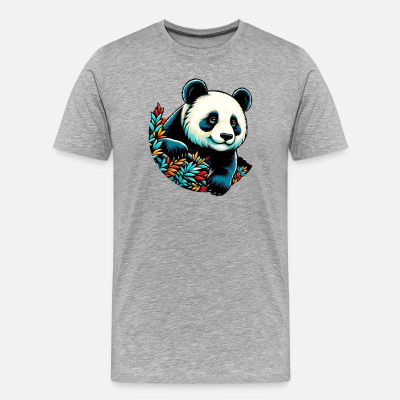 Panda - Männer Premium Bio T-Shirt - Grau meliert