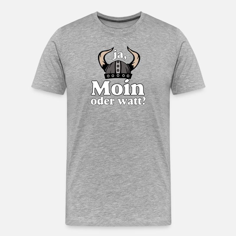 Ja Moin oder Watt? Nordisch Humor - Männer Premium Bio T-Shirt - Grau meliert