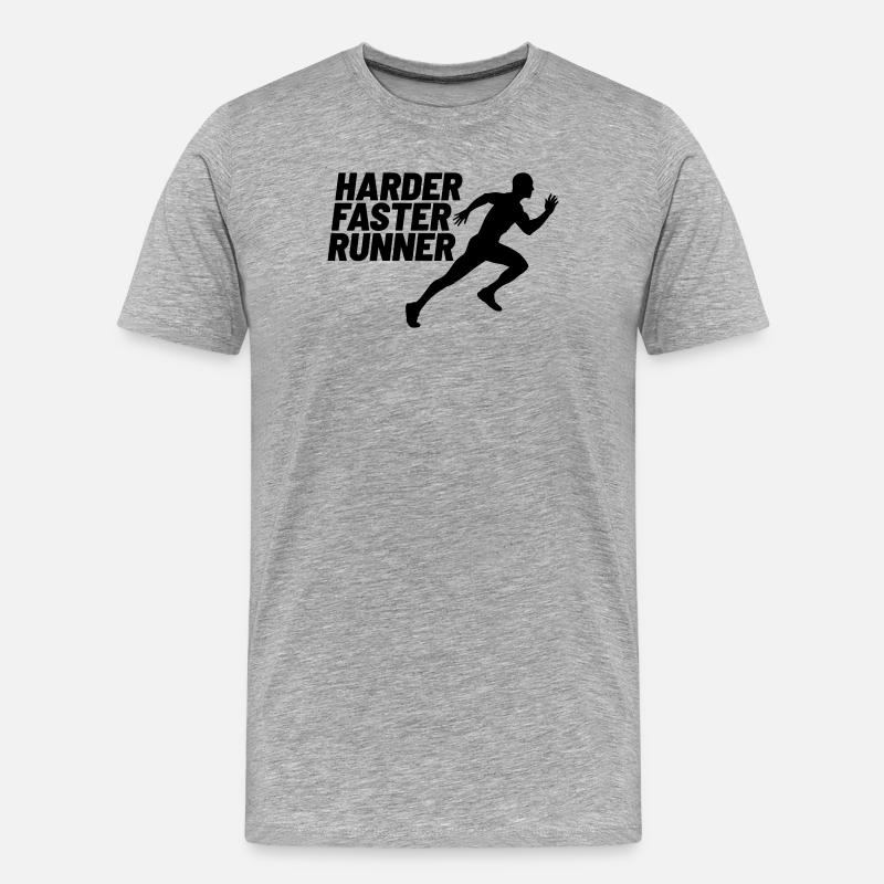 harder faster runner härter schneller Läufer - Männer Premium Bio T-Shirt - Grau meliert
