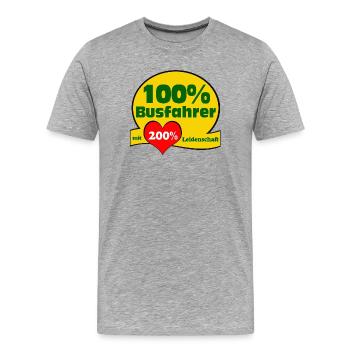 Busfahrer Bus Omnibus Kraftfahrer 100% (25) - Männer Premium Bio T-Shirt - Grau meliert - Vorne - Damien (186cm)