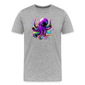 Krake - Männer Premium Bio T-Shirt - Grau meliert - Vorne - Damien (186cm)