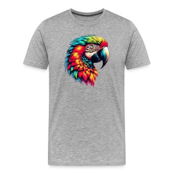 Perroquet - T-shirt bio Premium Homme - gris chiné - Devant - Damien (186cm)