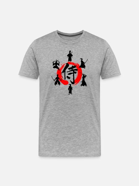 Enso zen circle with Samurai - Men's Premium Organic T-Shirt - heather grey