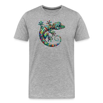 Gecko - T-shirt bio Premium Homme - gris chiné - Devant - Damien (186cm)