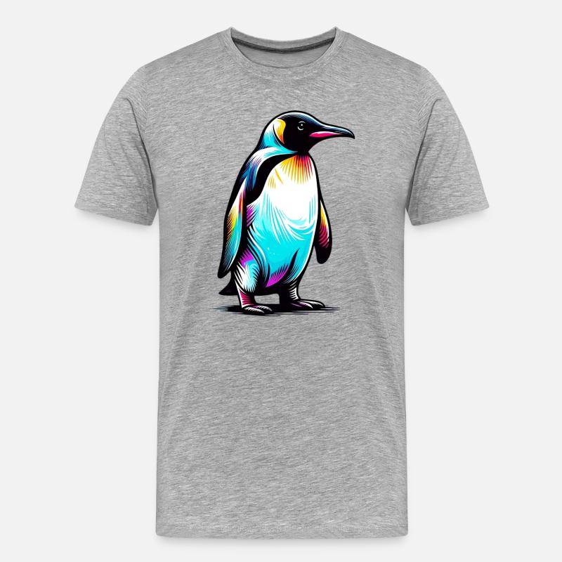Pinguin - Männer Premium Bio T-Shirt - Grau meliert