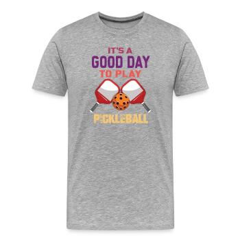 Es ist ein guter Tag, um Pickleball zu spielen - Männer Premium Bio T-Shirt - Grau meliert - Vorne - Damien (186cm)