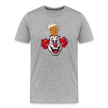 Clown with Beer Glass Splash Carnival Costume - Men's Premium Organic T-Shirt - heather grey - Front - Damien (186cm)
