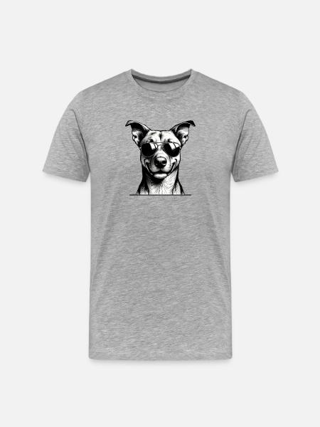 Dog with sunglasses line art - Men's Premium Organic T-Shirt - heather grey