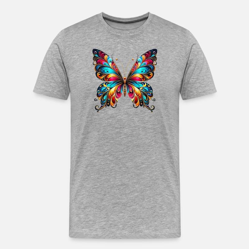 Schmetterling - Männer Premium Bio T-Shirt - Grau meliert