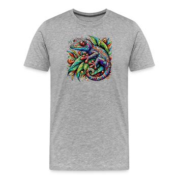 Gecko - T-shirt bio Premium Homme - gris chiné - Devant - Damien (186cm)