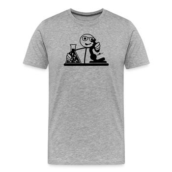 Un biologiste regarde une graine au microscope - T-shirt bio Premium Homme - gris chiné - Devant - Damien (186cm)