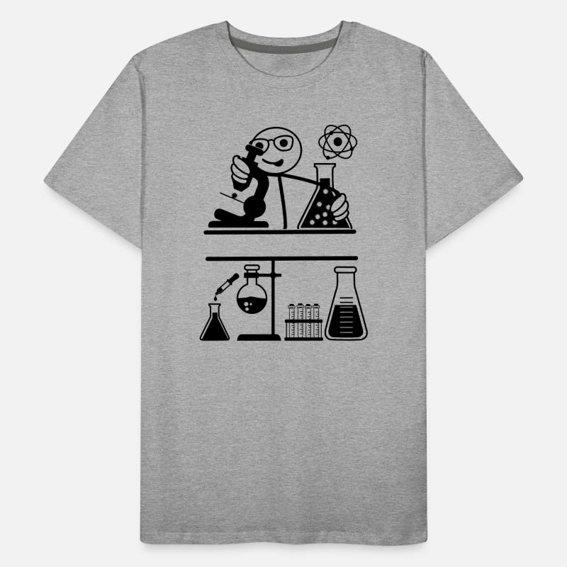 Lab with stickmen looking into microscope Men's Premium Organic T-Shirt