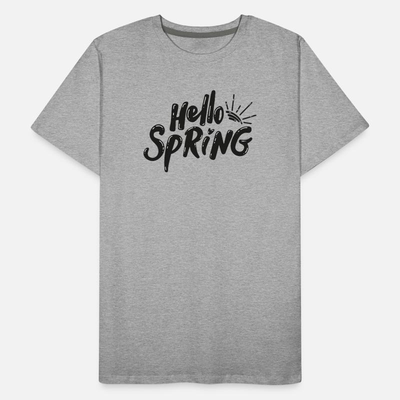 Hello Spring Season Bloom Lettering Men's Premium Organic T-Shirt