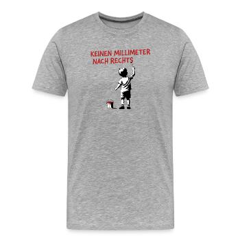 Keinen Millimeter nach Rechts im Streetart Stil - Männer Premium Bio T-Shirt - Grau meliert - Vorne - Damien (186cm)