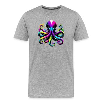 Pieuvre - T-shirt bio Premium Homme - gris chiné - Devant - Damien (186cm)