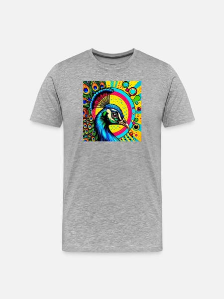 Peacock Pop Art - Men's Premium Organic T-Shirt - heather grey