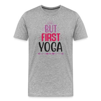 But First Yoga - Men's Premium Organic T-Shirt - heather grey - Front - Damien (186cm)