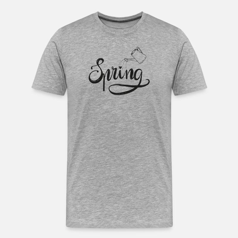 spring frühlingsbeginn garten gießen beet liebe - Männer Premium Bio T-Shirt - Grau meliert
