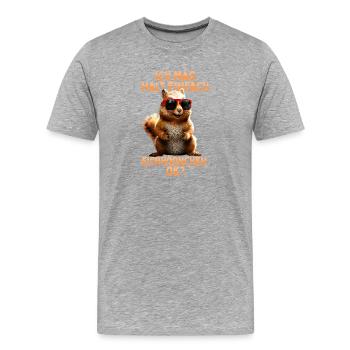 Écureuil J’aime bien les écureuils - T-shirt bio Premium Homme - gris chiné - Devant - Damien (186cm)
