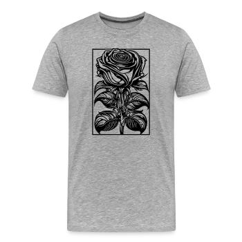 Rose romantique avec cadre - T-shirt bio Premium Homme - gris chiné - Devant - Damien (186cm)