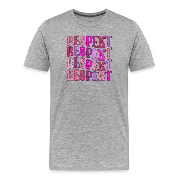 RESPEKT SOLIDARITÄT ZUSAMMENHALT - Männer Premium Bio T-Shirt - Grau meliert - Vorne - Damien (186cm)