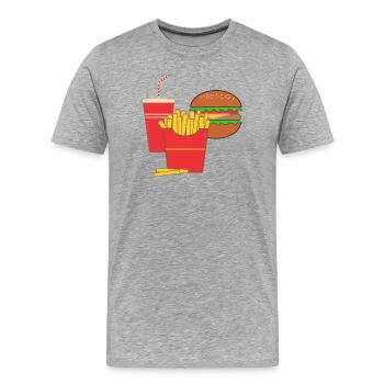 Logo de la friterie 'fast food' - T-shirt bio Premium Homme - gris chiné - Devant - Damien (186cm)