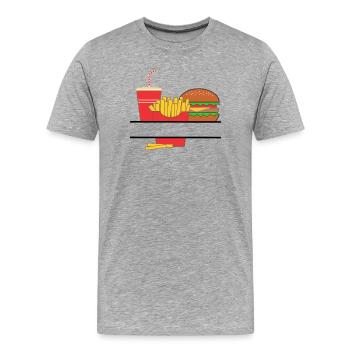 Logo de friterie ou emblème de restaurant - T-shirt bio Premium Homme - gris chiné - Devant - Damien (186cm)