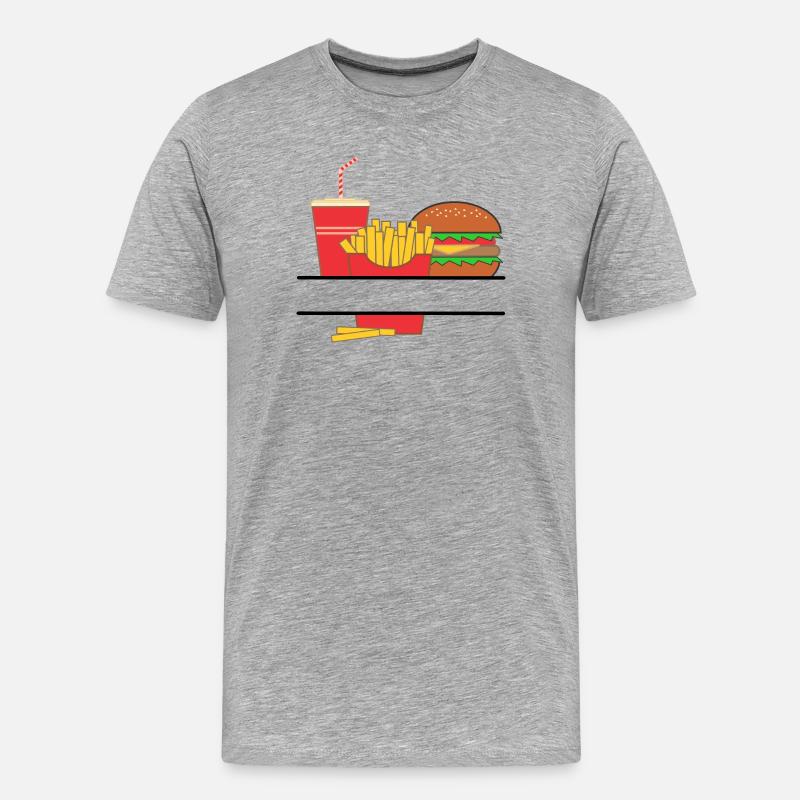 Pommesbuden-Logo oder Restaurant-Emblem - Männer Premium Bio T-Shirt - Grau meliert