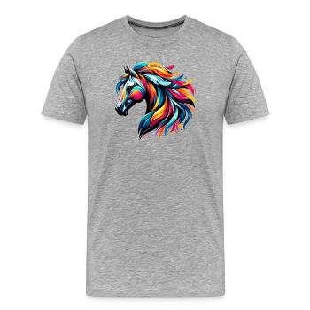 Horse - Men's Premium Organic T-Shirt - heather grey - Front - Damien (186cm)