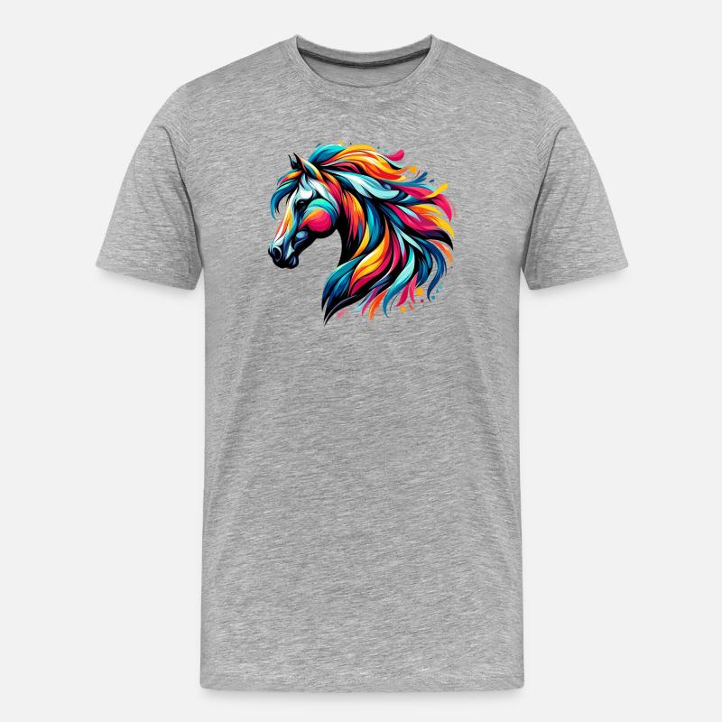 Pferd - Männer Premium Bio T-Shirt - Grau meliert