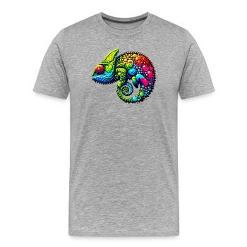 Caméléon - T-shirt bio Premium Homme - gris chiné - Devant - Damien (186cm)