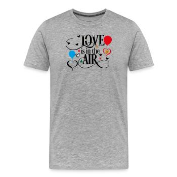 Liebe liegt in der Luft - Männer Premium Bio T-Shirt - Grau meliert - Vorne - Damien (186cm)