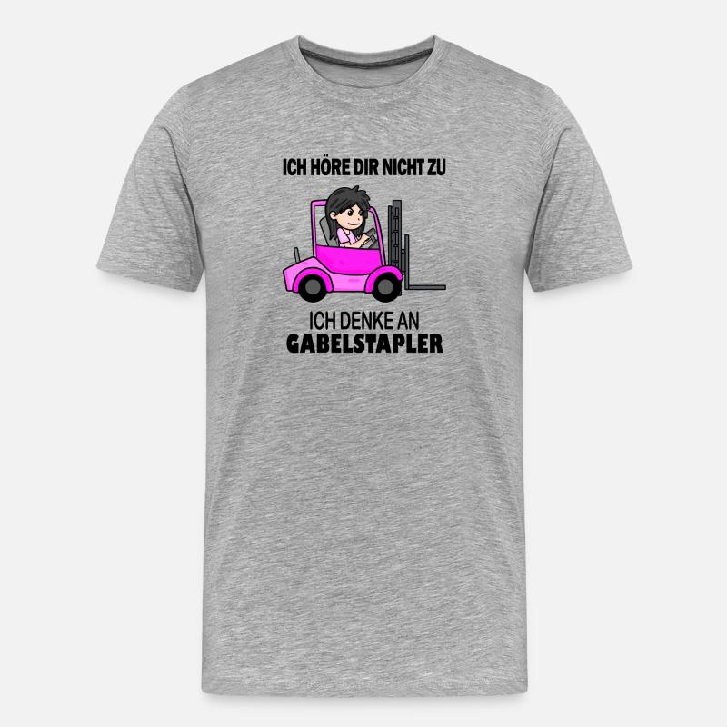 Staplerfahrerin Gabelstapler Lager Logistik Damen - Männer Premium Bio T-Shirt - Grau meliert