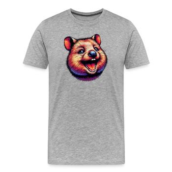 Laughing Quokka - Men's Premium Organic T-Shirt - heather grey - Front - Damien (186cm)