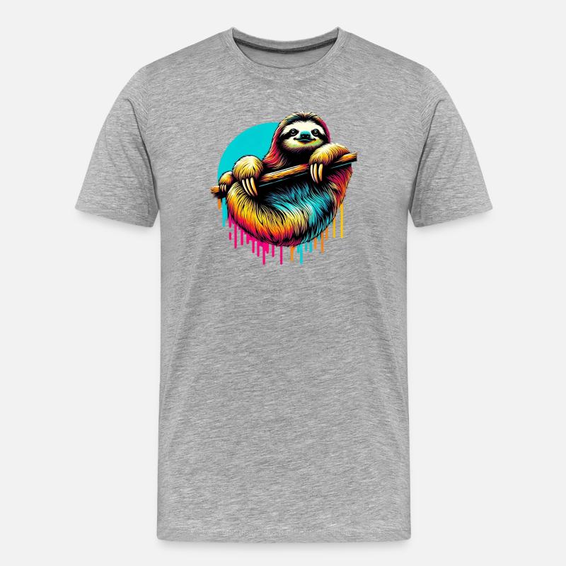 Faultier - Männer Premium Bio T-Shirt - Grau meliert