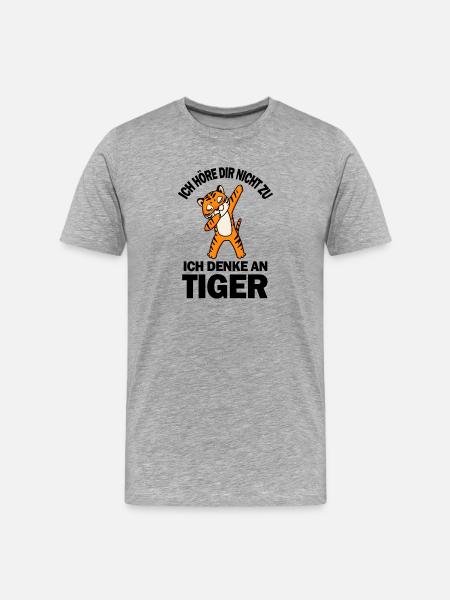 Tiger Spruch - Männer Premium Bio T-Shirt - Grau meliert