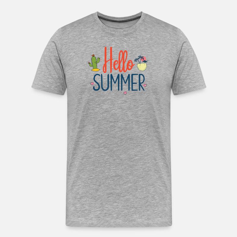 Hallo Sommer - Männer Premium Bio T-Shirt - Grau meliert