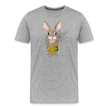 putziges Kaninchen mit Karotte und Shorts - Männer Premium Bio T-Shirt - Grau meliert - Vorne - Damien (186cm)