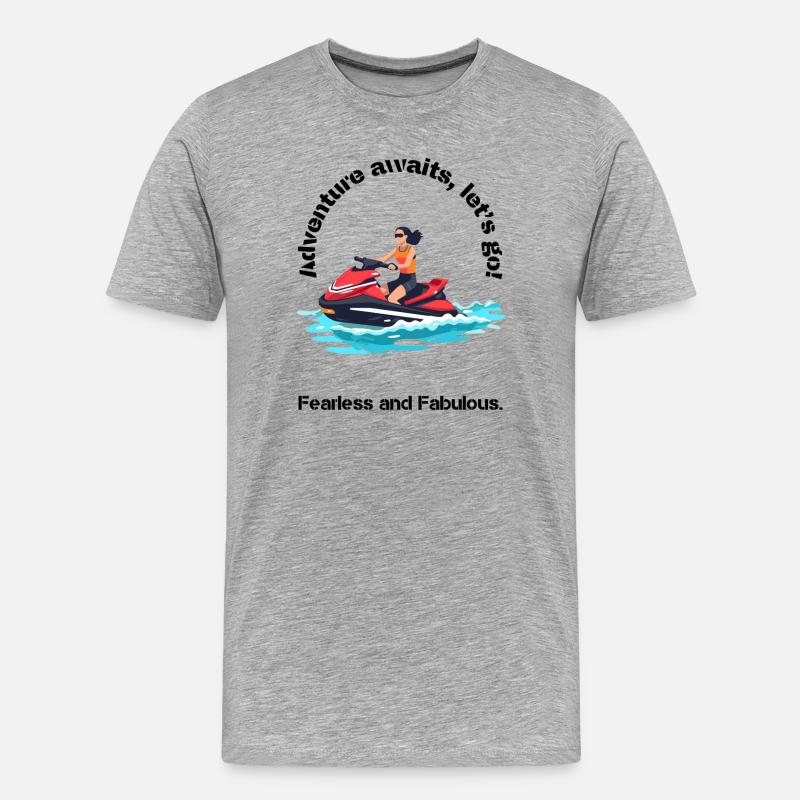 Lebendiges Jetski-Abenteuer-Design - Männer Premium Bio T-Shirt - Grau meliert