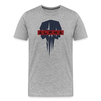 Alpha Skull - Männer Premium Bio T-Shirt - Grau meliert - Vorne - Damien (186cm)