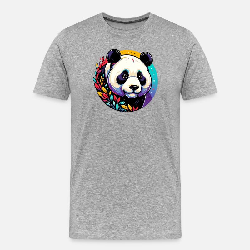 Panda - Männer Premium Bio T-Shirt - Grau meliert