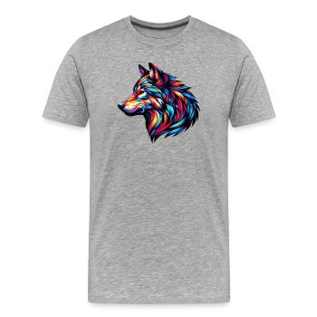 Wolf - Men's Premium Organic T-Shirt - heather grey - Front - Damien (186cm)